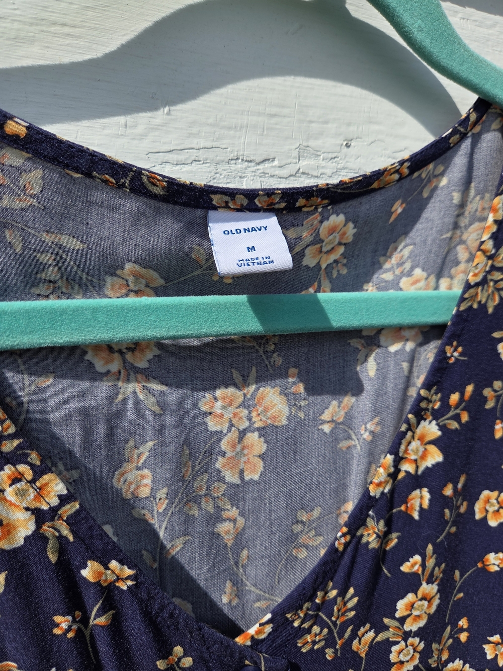Old Navy Navy Blue Dress with Orange Floral Print - Picture 7 of 9